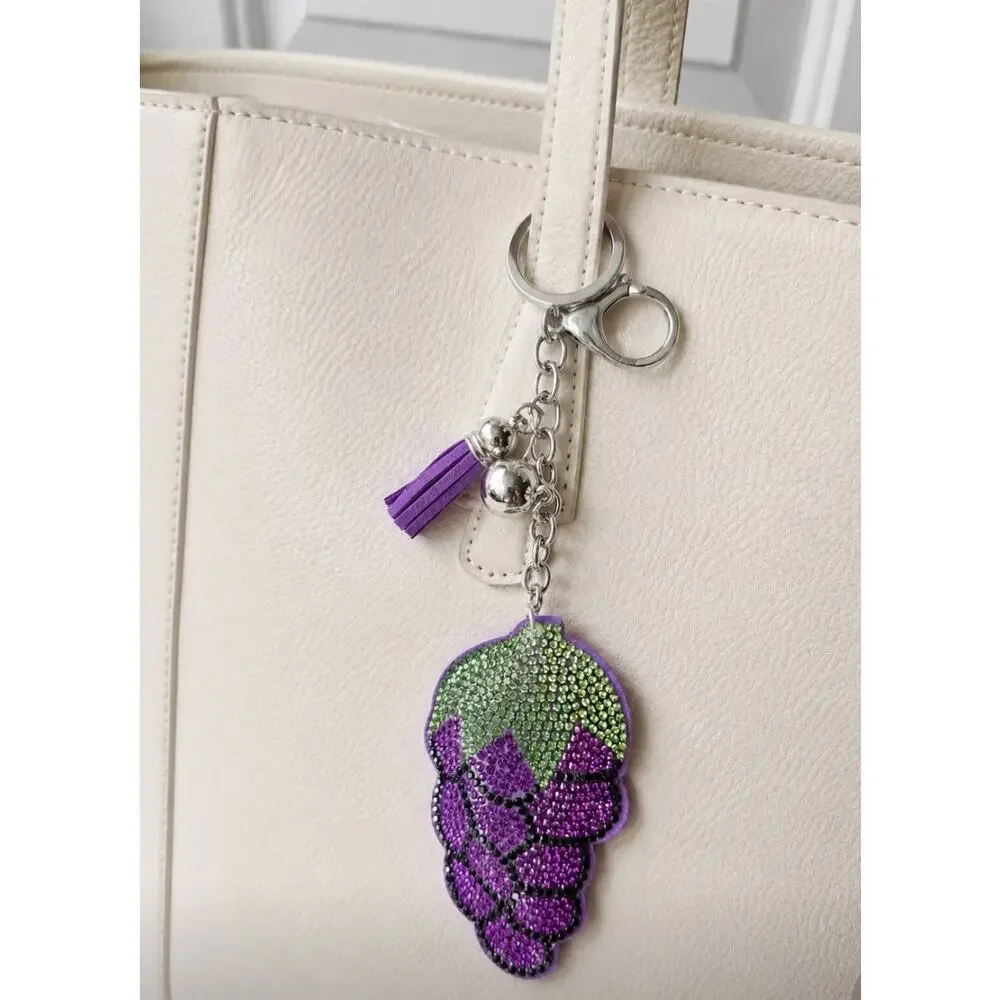 Rhinestone Purple Grape Bag Charm New